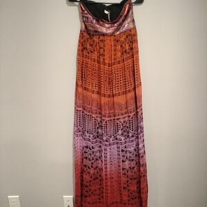 Diane Von Furstenberg Orange and Purple Maxi Dress